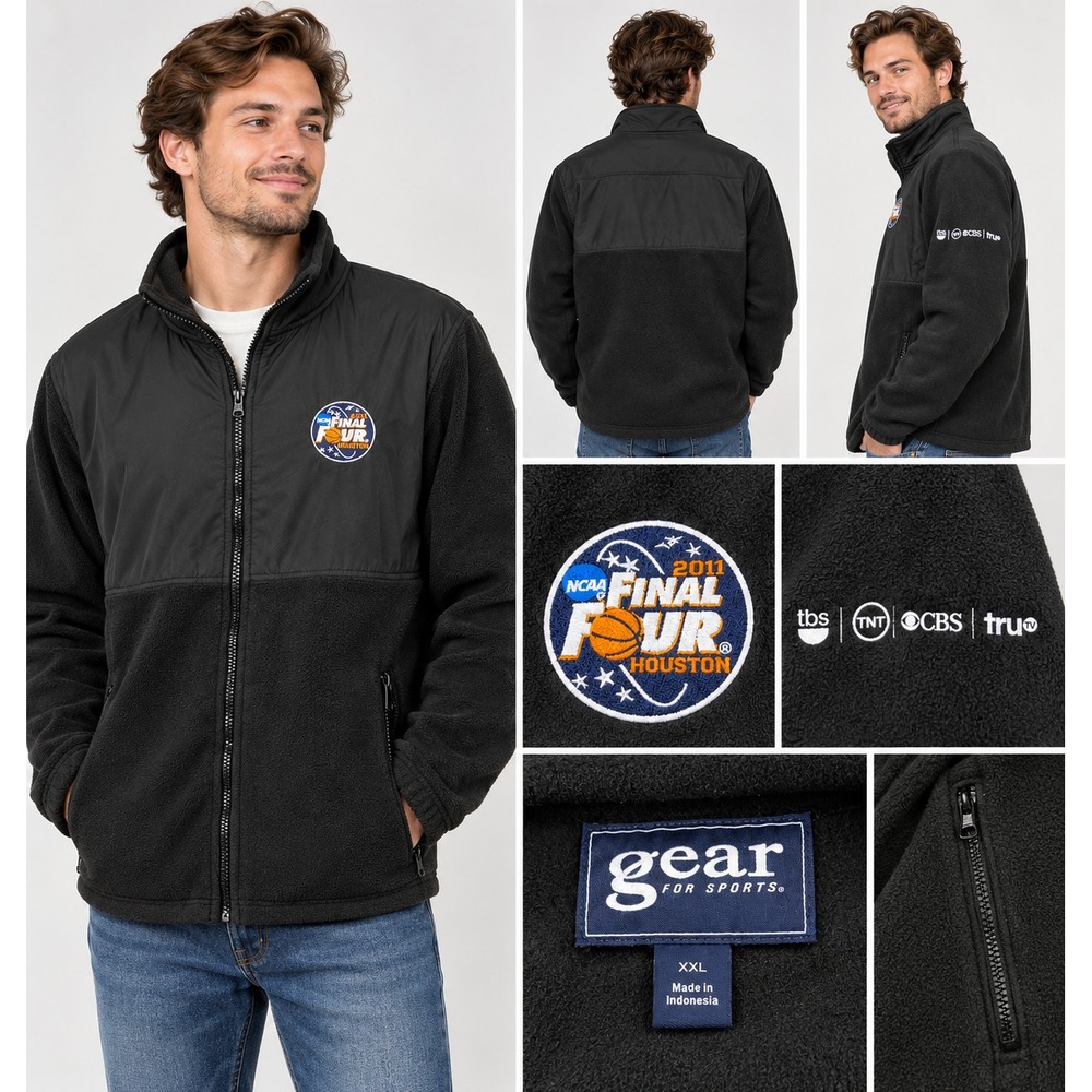 Vtg 2011 NCAA Final Four Houston Fleece Jacket Mens XXL CBS Sports Media Crew TV